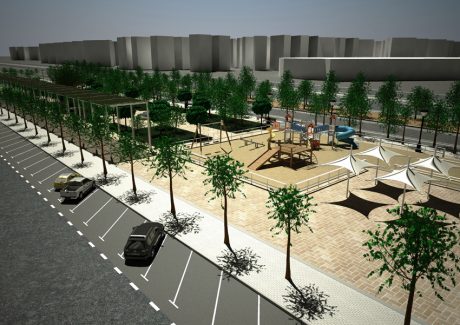proyecto de construcción del Proyecto depósito de retención de Kansas City en el Distrito Nervión-San Pablo